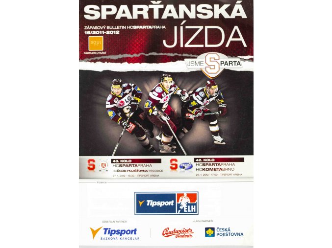 Program hokej, Sparťanská jízda, HC Sparta v. HC PardubiceHC Brno 201213