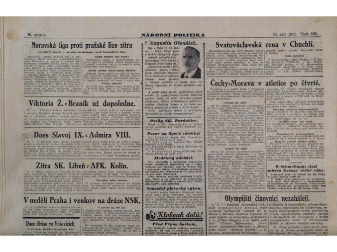 Noviny, Pondělní národní politika, 1942, Moravská liga proti pražské lize