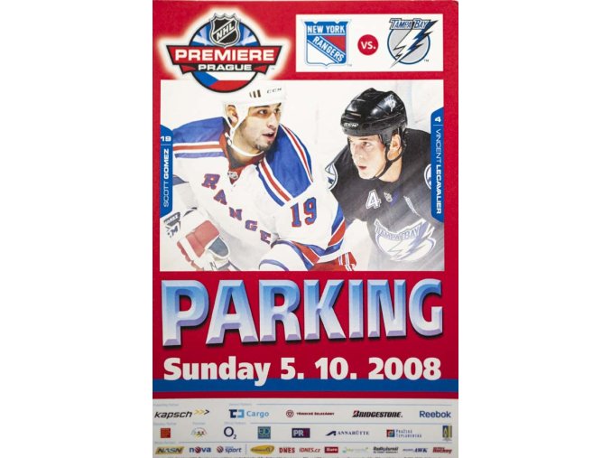 Vstupenka Parking, NHL Premiere Prague, 2008