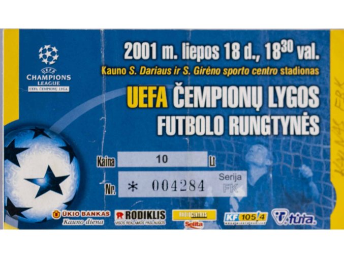 Vstupenka fotbal, UEFA CHL, Kaunas FBK v., 2001 (1)