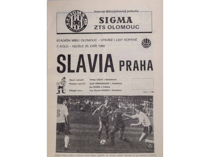 Program , Sigma ZTS Olomouc v. Slavia Praha, 1988
