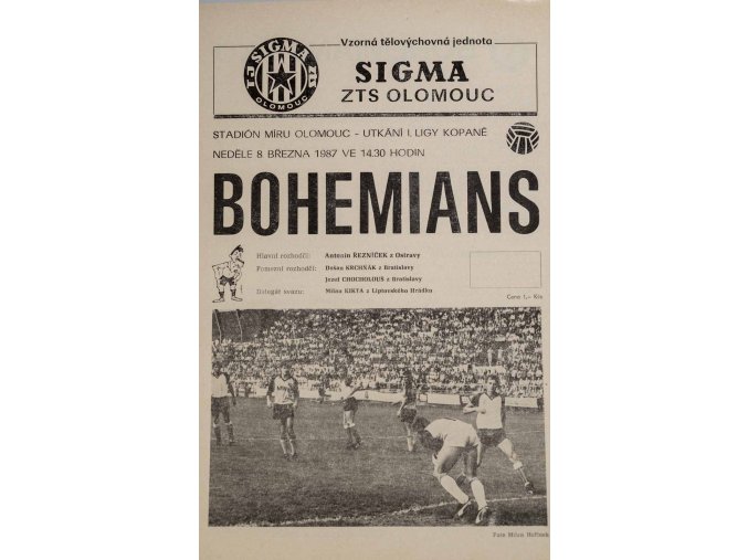 Program , Sigma ZTS Olomouc v. Bohemians Praha, 1987