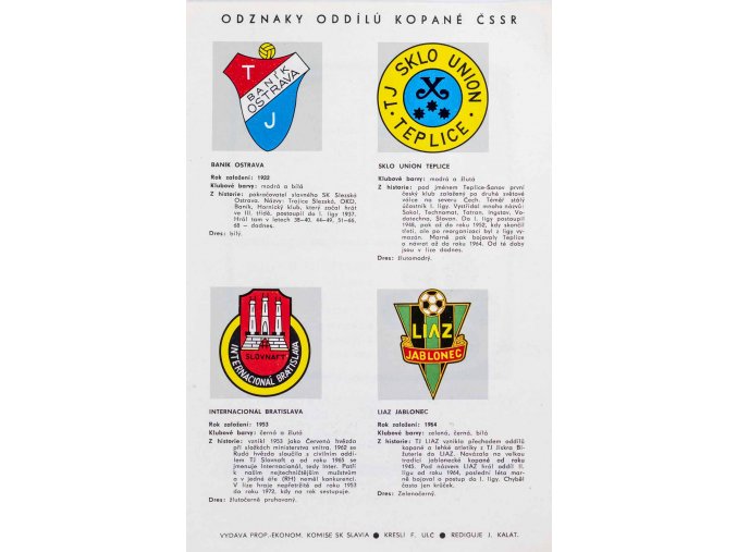 List z katalogu, odznaky oddílů kopané ČSSR 3