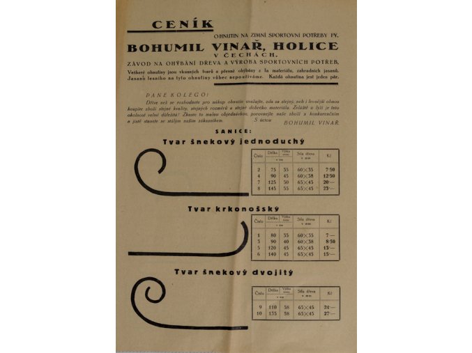 Ceník ohnutin na zimní sportovní potřeby.1934DSC 6902
