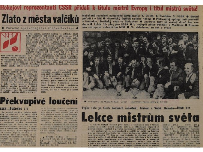 Noviny - výstřižek Československý sport, 1976, hokej
