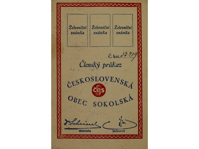 Průkaz Československá obec sokolská 1933 1936Průkaz Československá obec sokolská 1931 1933 (1)
