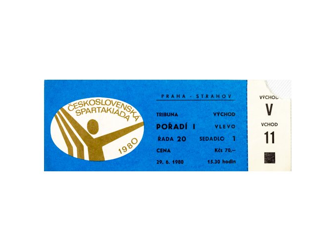 Vstupenka Spartakiáda 1980, V,11Vstupenka Spartakiáda 1980, V,11