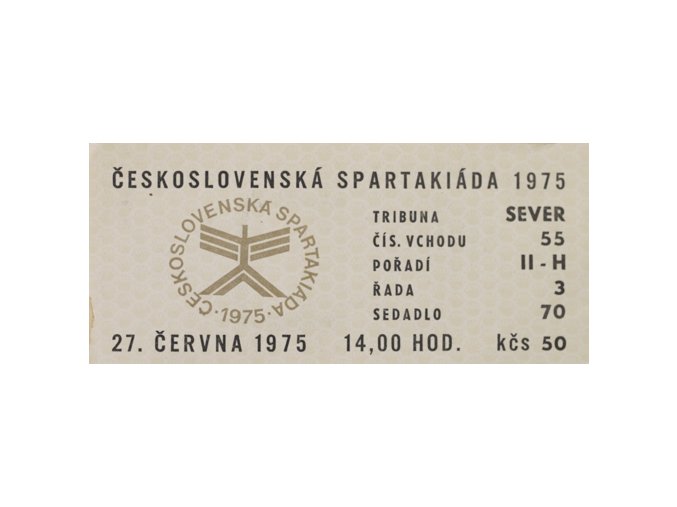 Vstupenka Spartakiáda 1975, 27.VI.Vstupenka Spartakiáda 1975, 27.VI.