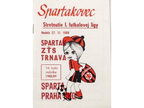 Program k utkání TRNAVA vs. Sparta Praha, Spartakovec, 1988