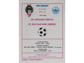 Program FK Viktoria Žižkov vs. FC Slovan WSK Liberec, 1994