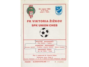 Program FK Viktoria Žižkov vs. SPK Union Cheb, 1993