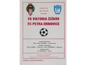 Program FK Viktoria Žižkov vs. FC Petra Drnovice, 1996