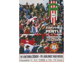Program Žižkovská pentle, Žižkov vs. FK Jablonec nad Nisou, 1998