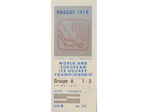 Vstupenka hokej Praha 1978 Groupe A 12. května 1978 sport antique cervec 17 (93)