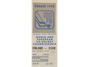 Vstupenka hokej Praha 1978 Groupe A 28. dubna 1978 sport antique cervec 17 (87)