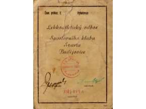 Průkaz Lehkoatletického odb. SK Sparta Budějovice, 1945 (1)