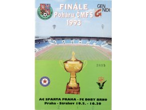 Program fotbal, AC Sparta Praha v. FC Brno, finále ČMFS 1993