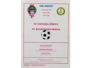 Program FK Viktoria Žižkov v. FC Bohemians Praha, 1994