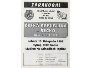 Program fotbal , ČR v. Řecko, U21, 1999