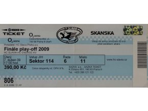Vstupenka fotbal, HC Slavia Praha v. HC Energie KV, 2009