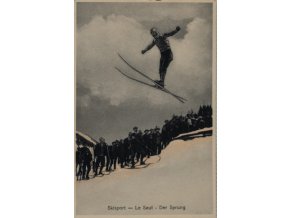 Dobová fotopohlednice, Skoky na lyžích, 1923 (1)