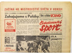 Noviny Československý sport, Začíná 40.MS v hokeji, 1974