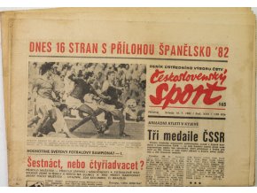 Noviny Československý sport, Dnes 16 stran s přílohou Španělsko,1982