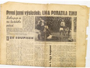 Noviny Československý sport, fragment, První jarní výsledek Liga porazila zimu, 1970