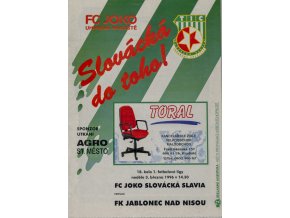 Program FC JOKO Slovácká Slavia v. FK Jablonec, 1996