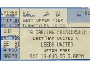 Vstupenka fotbal West Ham United v.Leeds United , 1995