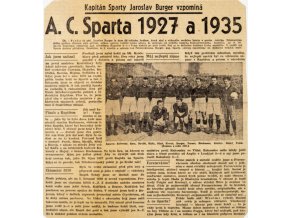 Výstřižek z novin, A.C. Sparta Praha 1927 a 1935