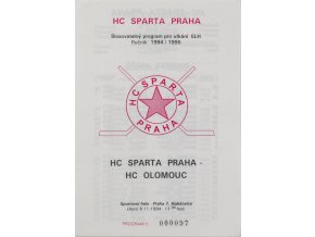 Program hokej, HC Sparta Praha  vs. HC Olomouc, 1994