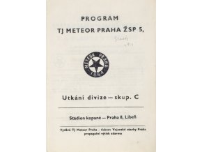 Program TJ Meteor Praha v. TJ Slavoj Vyšehrad, 1980