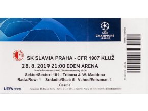 Vstupenka UEFA CHL, SK Slavia Praha v. CFR 1907 Kluž, 201920 (1)