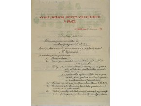 Písemnost, Česká ústřední jednota velocipedistů, pozvánka na sjezd, 1911 (1)
