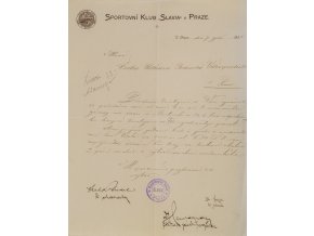Písemnost, Česká ústřední jednota velocipedistů, pozvánka, Sportovní klub Slavia v Praze, 1898