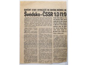 Výstřižek z novin SPORT Švédsko ČSSR , 13, 1978