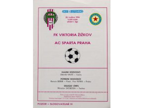 Program FK Viktoria Žižkov vs. AC Sparta Praha ,1994