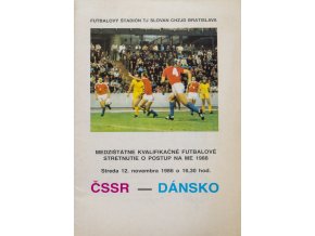 Program fotbal ČSSR vs. Dánsko, 1986