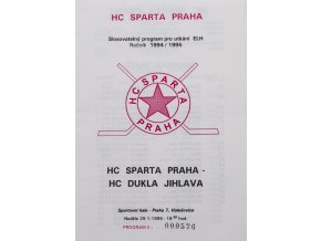Program hokej, HC Sparta Praha vs. HC ZPS Zlín, 1995