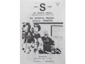 Program hokej, HC Sparta Praha vs. HC Čes. Budějovice, 1994