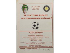 Program fotbal, Žižkov vs. SK Hradec Kralové, 1993