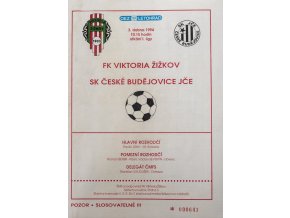 Program FK Viktoria Žižkov vs. SK ČES. Budějovice, 1994