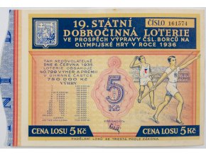 Los 19. státní dobročinná loterie ve prospěch výpravy na OH 1936 (2)