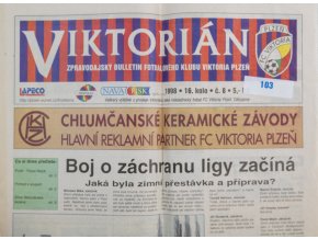 Noviny Viktorián, bulletin fotbalového klubu Plzeň, 1998
