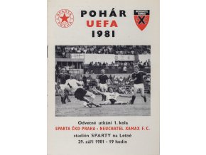 Program fotbal UEFA , Sparta Praha v. Neuchatel Xamax F.C. 1981