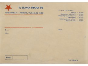 Hlavičkový papír TJ Slavia Praha IPS, malý