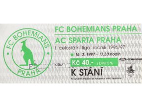 Vstupenka fotbal , FC Bohemians Praha v. Sparta Praha , 9697