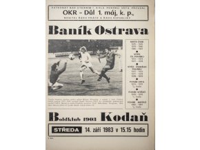 Program fotbal Baník Ostrava v. Boldklub 1903 Kodaň, 1983 (1)