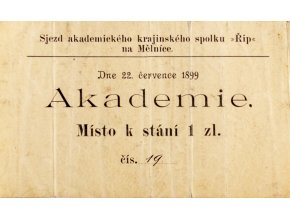 Vstupenka, Sjez ak. krajinského spolku Říp, 1899